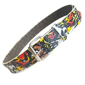 Leather Belt Graffiti Print Size 34-36